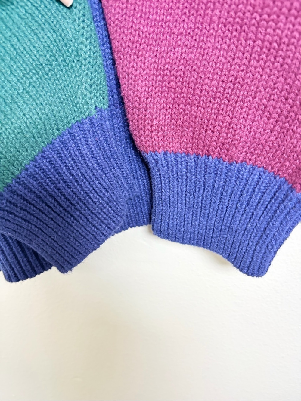Vintage American Weekend Colorblock Argyle Sweater Size Large 90s Ramie Cotton - Picture 10 of 12